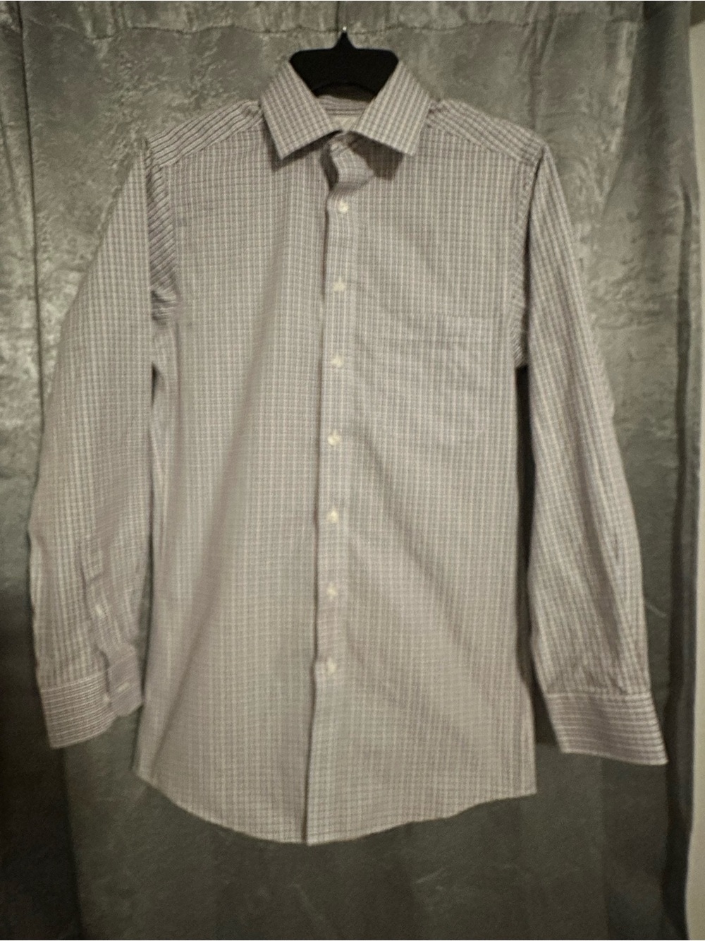 Roundtree & Yorke Men's Blue and White Micro-Check Dress Shirt